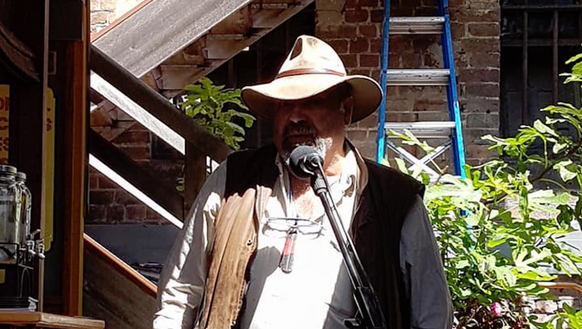 Proud Gunditjmara playwright, film maker and singer songwriter Richard Frankland speaking at the launch of Witness. Photo: Keith Gow