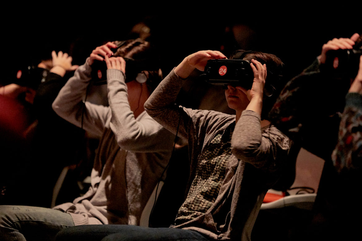 Audience members in Curious Directive's Frogman. Photo: Richard Lakos