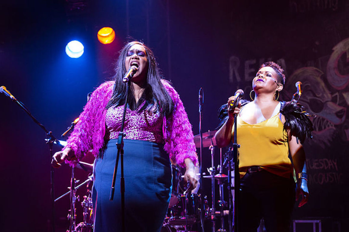 Elaine Crombie (left) and Ursula Yovich in Barbara and the Camp Dogs. Photo: Pia Johnson
