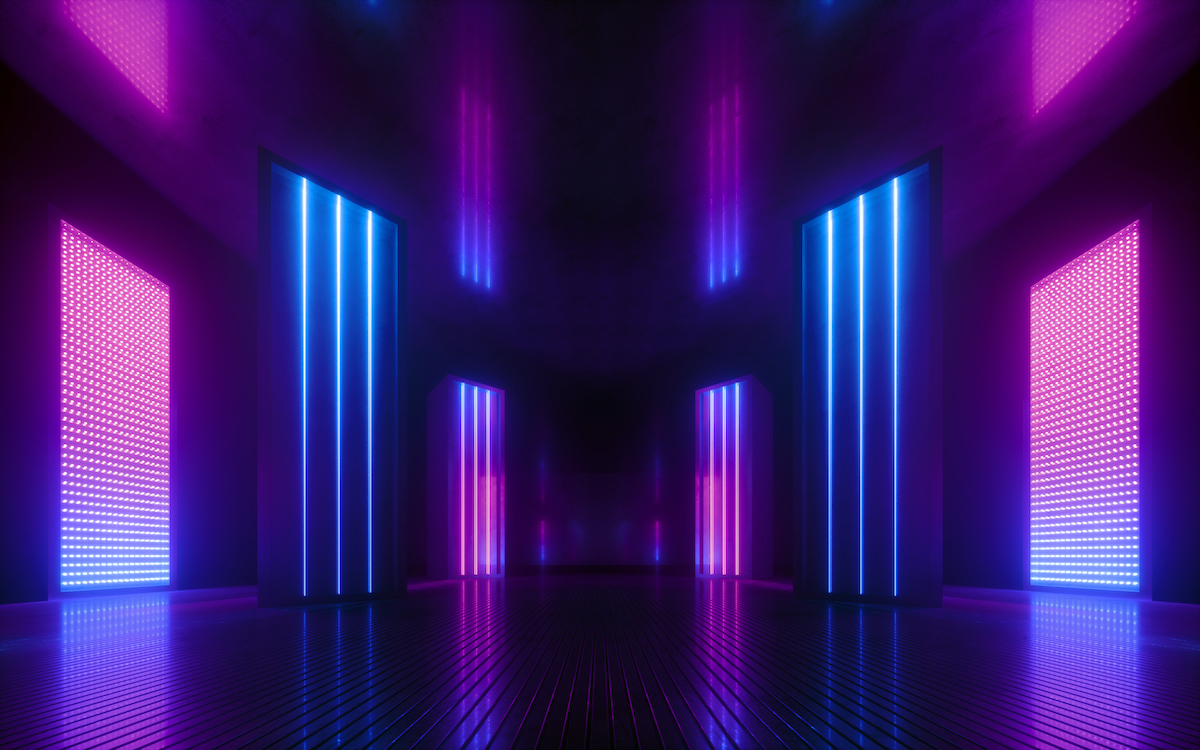 Empty Room An Dark Has Neon Pink Lights Inside Backgrounds